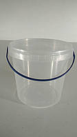Прозрачное пластиковое ведро для продуктов с крышкой (V=1л.), 50 шт/пач