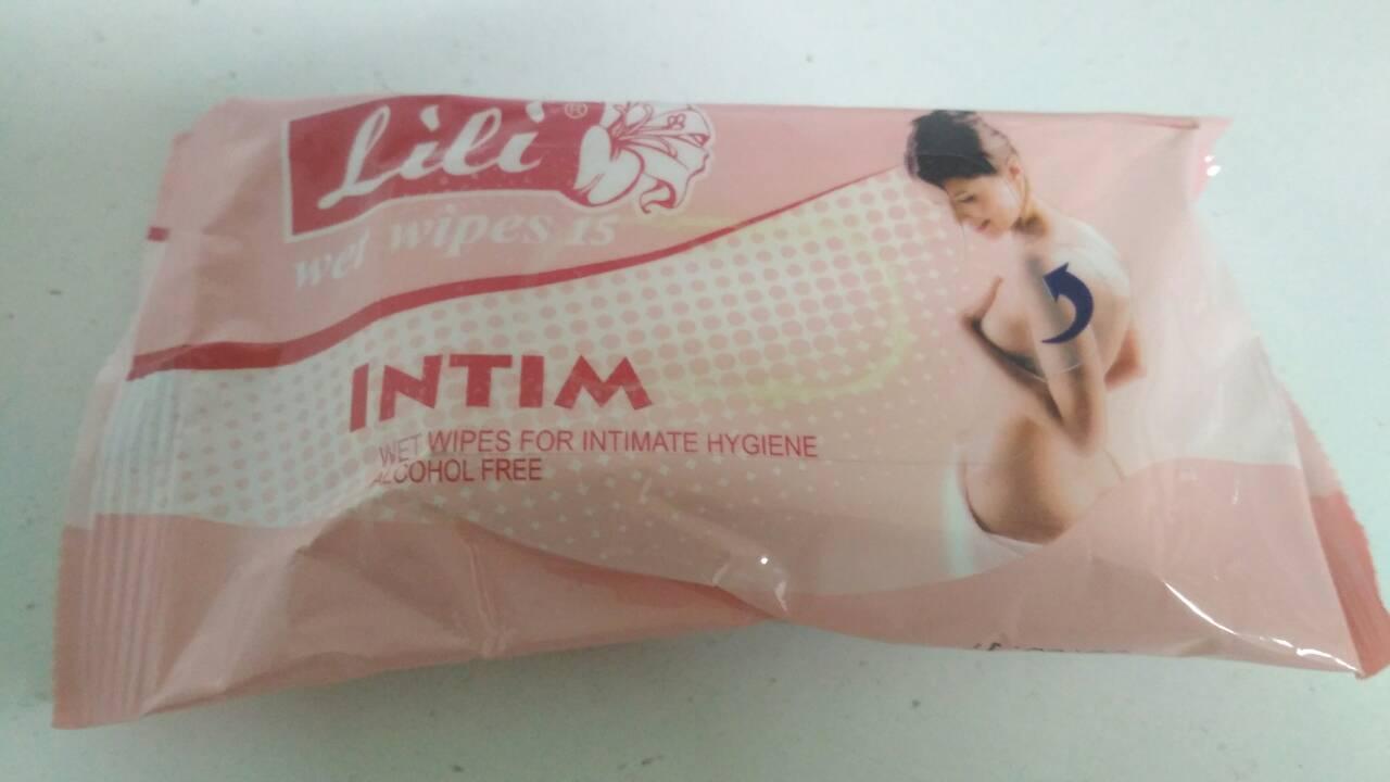 Вологі серветки для обличчя та рук 15шт "Lili "Інтим" (1 пач.)