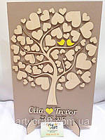 Панно Весібне дерево побажань із сердечками з підставкою 44х30 см, фото 3