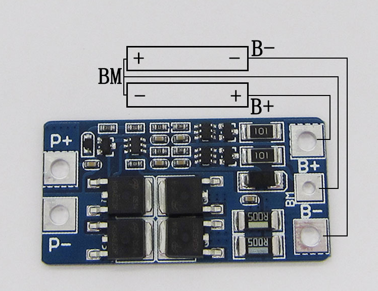 Плата захисту BMS 2S 10A 7.4-8.4 V (Контролер заряду/розряду з балансуванням) для Li-ion 18650