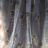 Тюль с печатью на органзе "Димчятая роза" высота 2.8