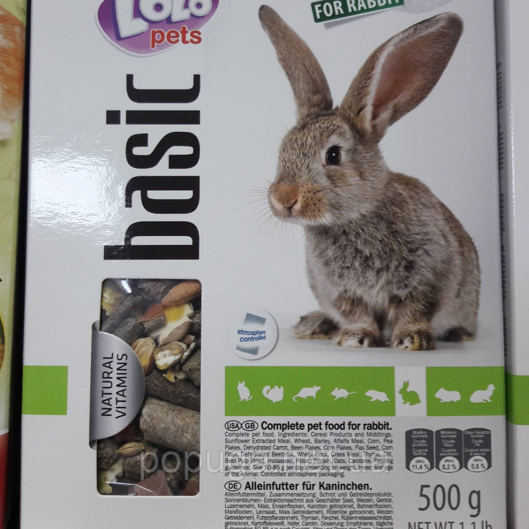 LoLo Pets basic for RABBIT Повнораціонний корм для кроликів, 500 г