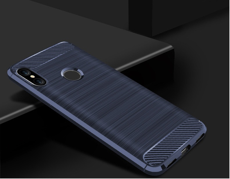 Чехол carbon для Xiaomi Mi A2 / Mi 6X темно-синий