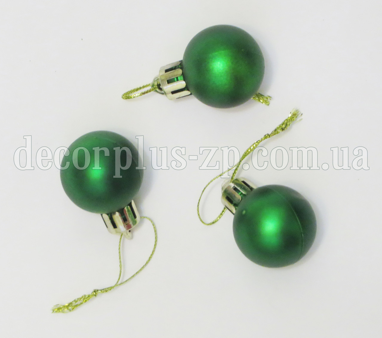 Іграшка новорічна 3 см, зелена матова, фото 1