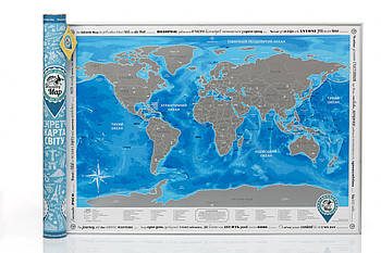 Скретч, що переться, Discovery Map World Silver (в тубусі) на українському