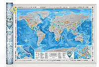 Стирающаяся скретч карта мира Discovery Map World Silver (в тубусе) на английском