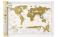 Стирающаяся скретч карта мира Discovery Map World Gold (в тубусе) на английском