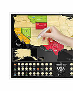 Стиральна скретч-мапа світу Travel Map of the USA Black (англійська мова) у тубусі, фото 6