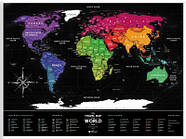 Стиральна скретч-мапа світу Travel Map Black World (англійська мова) у тубусі, фото 2
