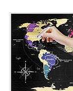 Стиральна скретч-мапа світу Travel Map Black World (англійська мова) у тубусі, фото 3