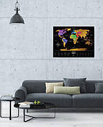 Стиральна скретч-мапа світу Travel Map Black World (англійська мова) у тубусі, фото 5