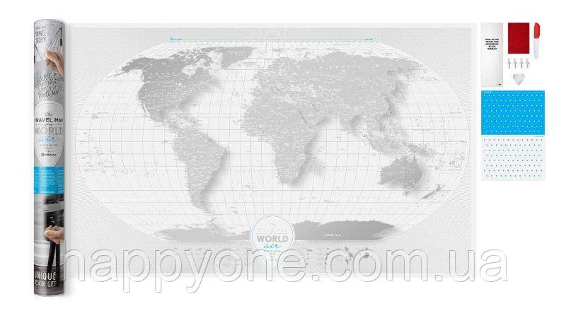 Прозора скретч-мапа світу Travel Map AIR World (англійська мова) у тубусі, фото 1