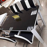 Стол кухонный ДКС-Модерн, заливка черно-белая 90х60, без стульев (Антоник ТМ)