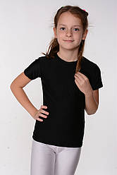 Дитяча чорна спортивна футболка для дівчинки для танців і гімнастики Біфлекс