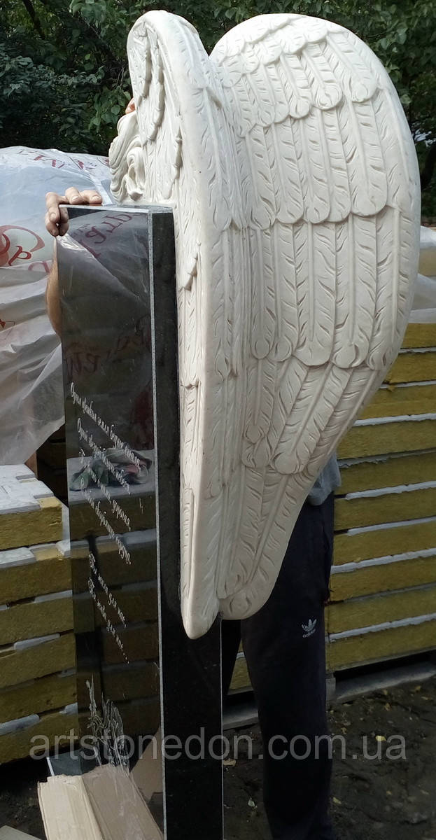 Ангел з мармуру для пам'ятника (білий і золото) 75*50 см - фото 3 - id-p261835925