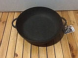 Порційна чавунна сковорідка 200х35мм з дерев'яною підставкою, фото 2