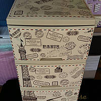 Комод на 4 ящики з декором "париж" кремовий Алеана