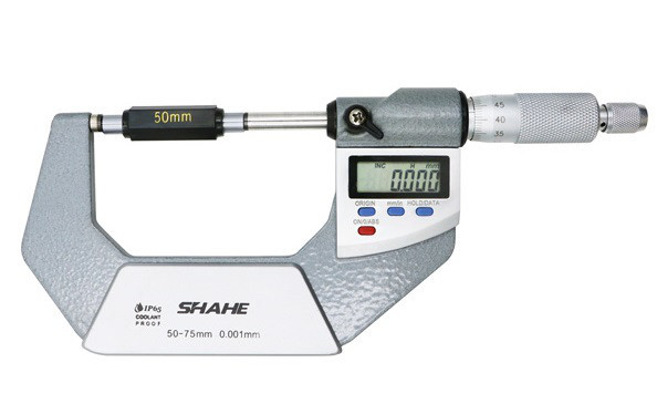 Мікрометр цифровий Shahe 50-75mm / 0-1"0.001 (5203-75) в водозащищенном металевому корпусі IP 65