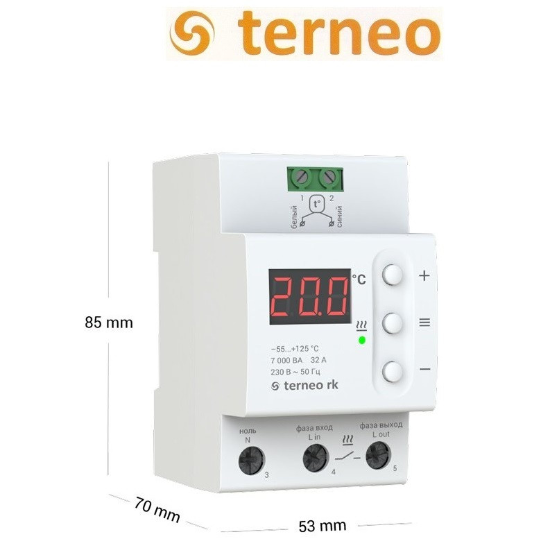 Терморегулятор Terneo rk (32 А) для электрического котла (на DIN-рейку) Украина - фото 2 - id-p255010104
