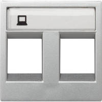 Лицьова панель подвійних комп'ютерних і телефонних розеток, 2-модуля (срібний) Zenit ABB N2218.2 PL