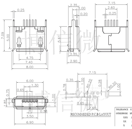 Роз'єм гніздо micro USB 5pin, фото 2