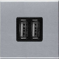 Зарядний пристрій USB, 2-модуля (срібний) Zenit ABB N2285 PL