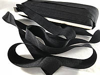 Трикотажная бейка стрейч матовая цвет черный 20 мм