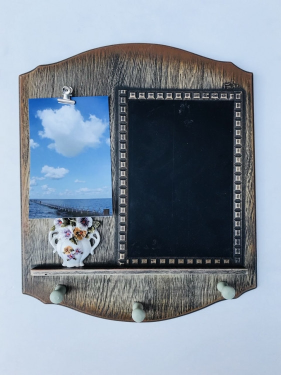 Ключниця настінна з дошкою для заміток і затиском під фото, фото 1