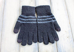 Трикотажні рукавички Корона в'язані Сенсорні Темно-сині