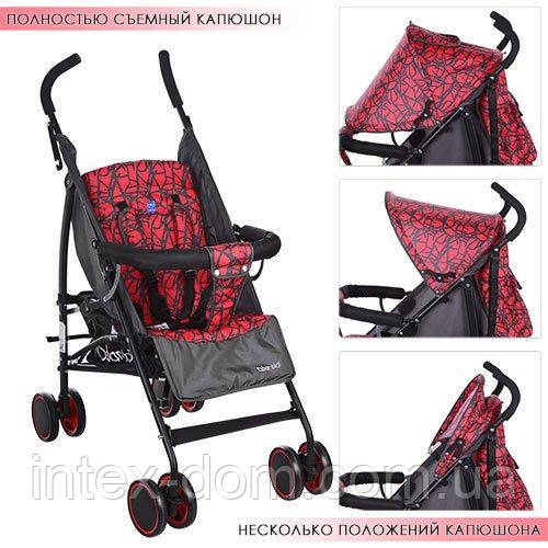 Дитяча коляска-тростина Bambi (M 3430-2) з багажної кошиком (Червоний)