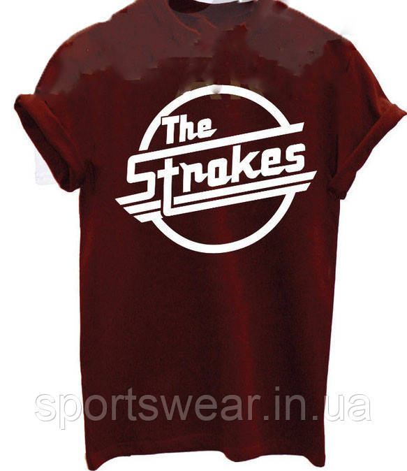 Чоловіча бордова Футболка THE STROKES "" В стилі Marvel ""
