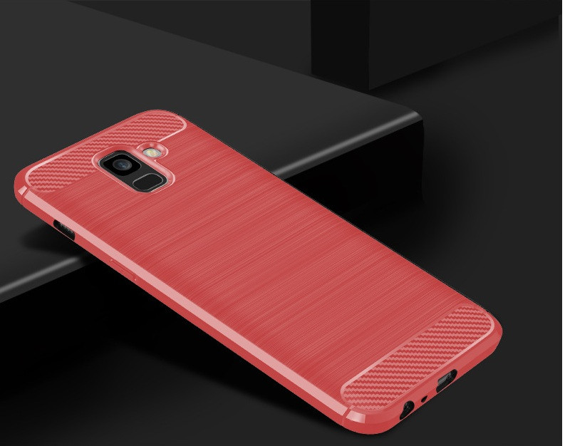 Чохол Carbon для Samsung A6 2018 бампер червоний