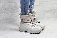Ботинки женские Fila зима удобные спортивные высокие кроссовки в стиле фила на каждый день серые
