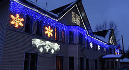 Вулична гірлянда "Бахрома" 3x0.7 м, колір: синій, білий каучуковий дріт 100 LED, IP 44