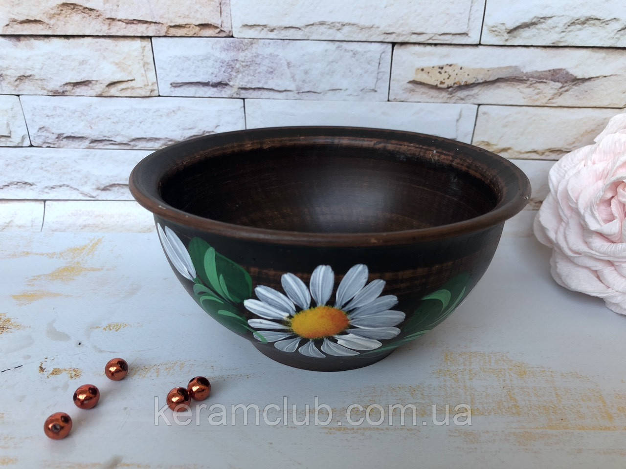 Напівпорційна глиняна тарілка з малюнком 400 мл, фото 1