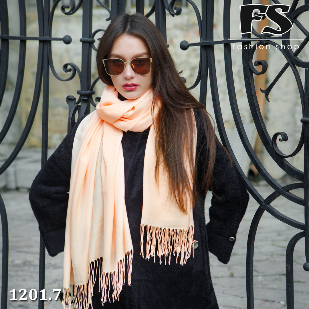 Шикарний стильний шарф із пашміни кольору Абрикос