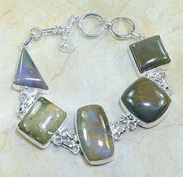 Срібний браслет із натуральною яшмою