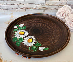 Тарілка для піци з червоної глини із малюнком 30 см