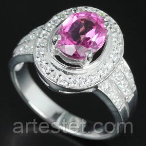 Кільце з рожевим топазом 18.5р, фото 1