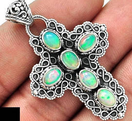 Хрестик з опалами природний Ефіопія