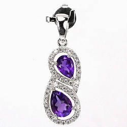 Кулон зі срібла з аметистами