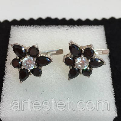 Сережки срібні з агатом, фото 1