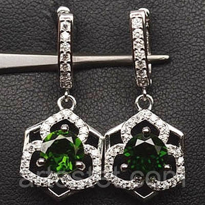 Сережки з діопсидом, фото 1