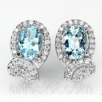 Сережки срібні з топазом, фото 1