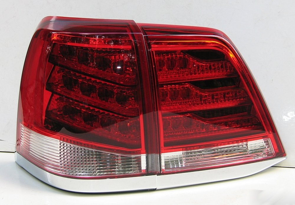 Ліхтарі Toyota LC200 (07-15) тюнінг Led оптика стиль Lexus (червоно-білі) - фото 1 - id-p56745246