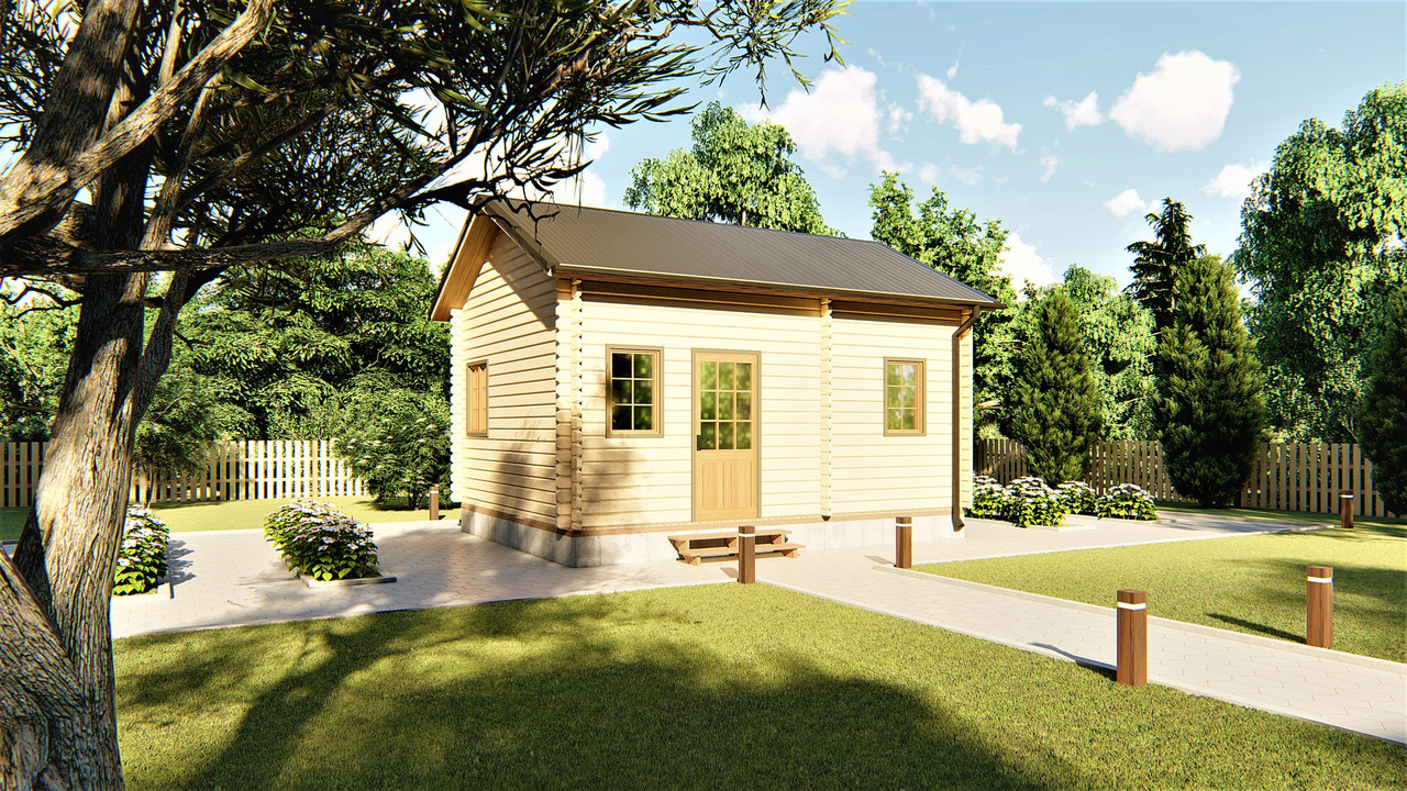 Будинок дерев'яний дворівневий з мансардою з бруса 5,4х3,0м від виробника Thermowood Production Ukraine