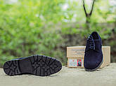 Туфлі броги чоловічі темно-сині натуральна замша, фото 3
