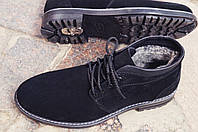 Мужские замшевые черные ботинки (натуральный замш)