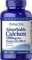 Puritan's Pride Absorbable Calcium 1200 mg Plus vitamin D3 2,5 mg, Абсорбируемый кальций + Д-3 (100 капс.)