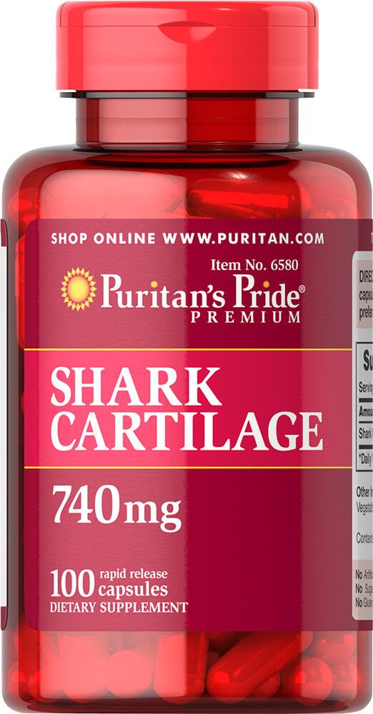 Puritan's Pride Shark Cartilage 740 mg, Акулий хрящ (100 капс.)